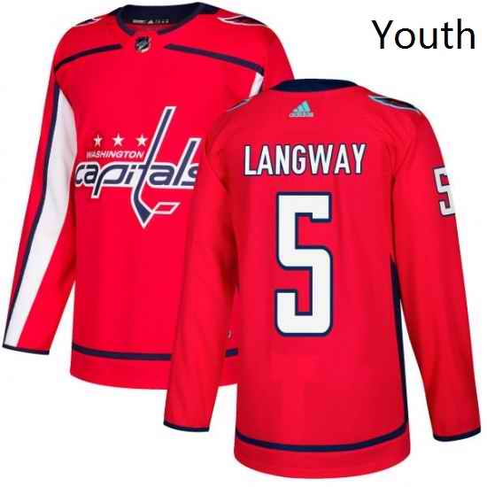 Youth Adidas Washington Capitals 5 Rod Langway Authentic Red Home NHL Jersey